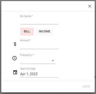 Insights Bill and Income Adder